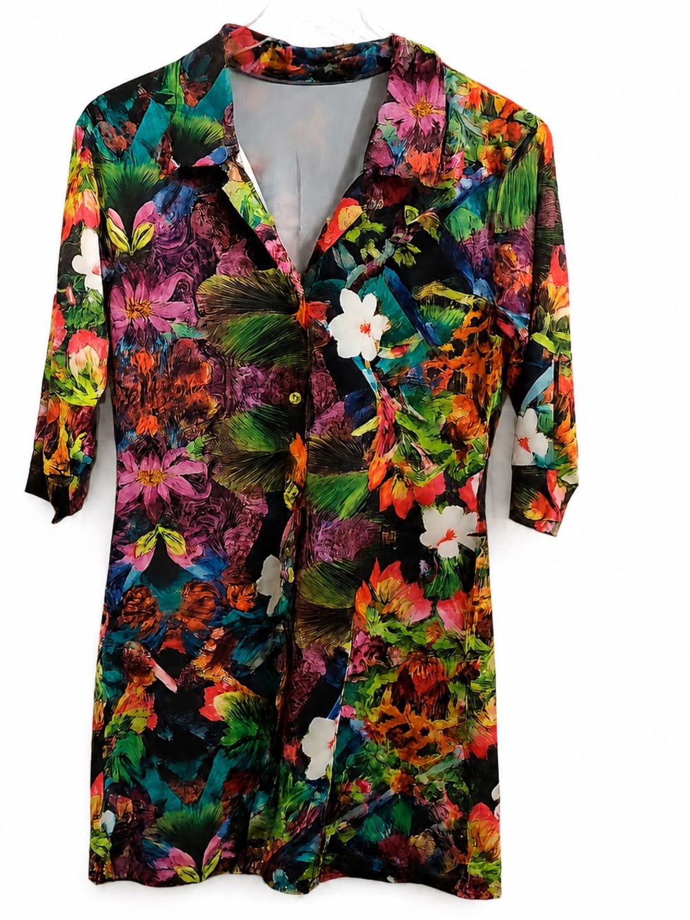 Magia do Mar Tropical Print swimwear Open Front Dress S (0178)